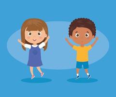 cute group of children characters vector