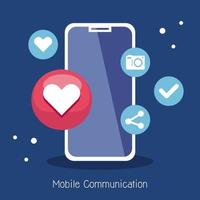 social media and mobile communication concept with smartphone vector