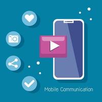 social media and mobile communication concept with smartphone vector