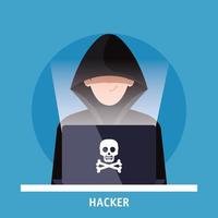 hacker with laptop computer icon vector