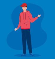 young man with cap avatar character icon vector