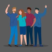 young people together avatar characters vector