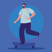 man in skateboard avatar character vector