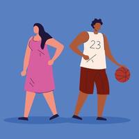 couple practicing exercise avatar characters vector