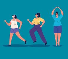 group women practicing exercise avatar character vector