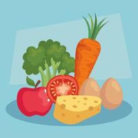 set of fresh and healthy vegetables vector