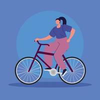 beautiful woman in bike avatar character vector