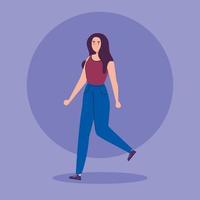 beautiful woman walking avatar character vector