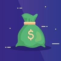 money bag in blue background vector