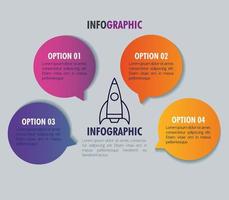 infographic template with rocket and options vector