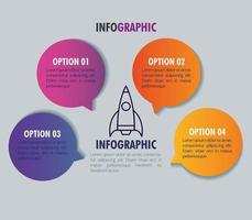 Plantilla de infografía con cohete y opciones. vector