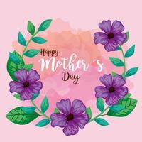 happy mother day card with flowers decoration vector