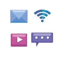 communication mobile icons and social network vector