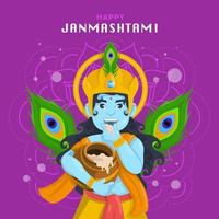 celebración janmashtami con concepto krishna vector