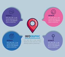 infografía estadística con ubicación de pines e íconos vector