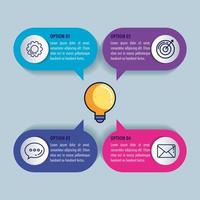 statistical infographic with light bulb and icons vector