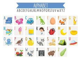 Illustrated Alphabet Letters And Cartoon Objects vector