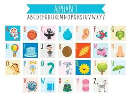 Illustrated Alphabet Letters And Cartoon Objects vector