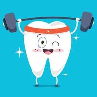 Brushing Teeth Concept With Cartoon Character vector