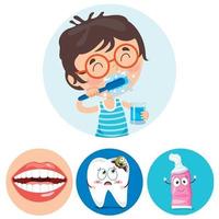 concepto de cepillarse los dientes con personaje de dibujos animados vector