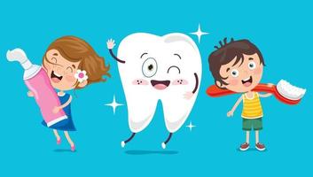 Brushing Teeth Concept With Cartoon Character vector