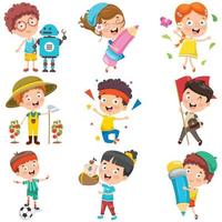 niños pequeños haciendo diversas actividades. vector