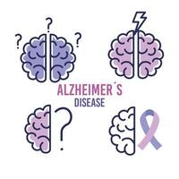 día mundial del alzheimer con cerebros y cinta vector