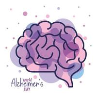 día mundial del alzheimer con cerebro vector