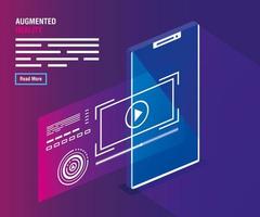 reality augmented technology with smartphone vector