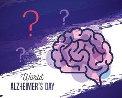 día mundial del alzheimer con cerebro vector