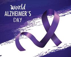 world alzheimer day with purple ribbon vector