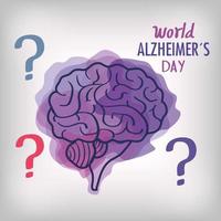 día mundial del alzheimer con cerebro vector