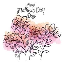 happy mother day card with flowers decoration vector