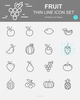 Set of  Fruit Vector Line Icons