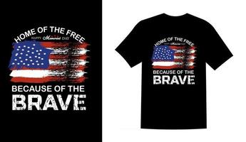 Home of the free USA Memorial Day t shirt design vector illustration