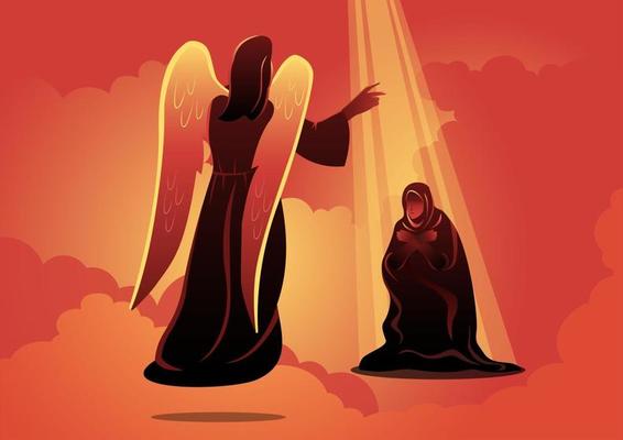 Angel visits Mary vector illustration