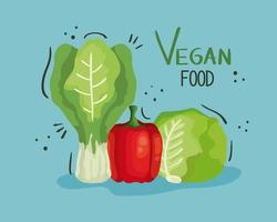 vegan food poster with bell pepper and vegetables vector