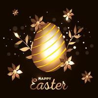 happy easter card with golden egg decoration vector