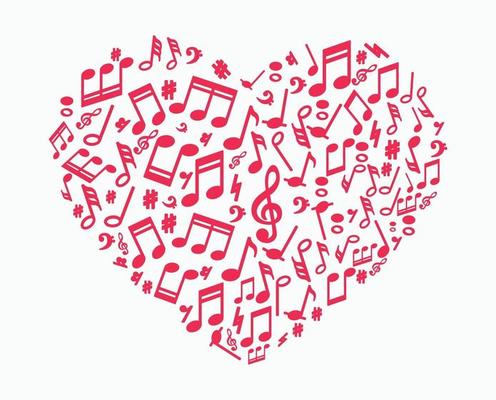 Heart Background Made of Musical Notes