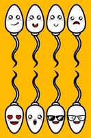 Vector illustration of cute sperm set design in cartoon character