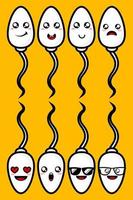 Vector illustration of cute sperm set design in cartoon character