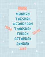 7 Days of the week. Sunday, Monday, Tuesday, Wednesday, Thursday, Friday,  Saturday. Colorful words for planner, calendar, etc. 4938967 Vector Art at  Vecteezy