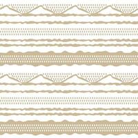 Beige abstract horizontal Seamless repeat border pattern Random rough twisted part of triangles or broken lines zigzags circles or big dots shapes Hand drawn effect on white background vector