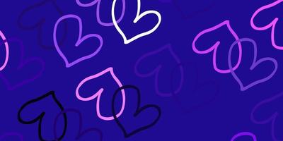 Light Purple vector pattern with colorful hearts