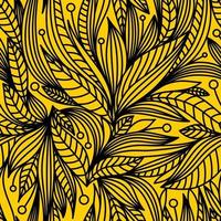 YELLOW BACKGROUND WITH PLANT ELEMENTS vector