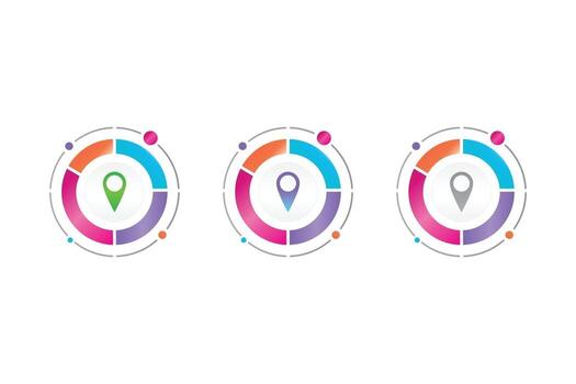 navigation icon in circle diagram vector