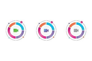 icono de video en diagrama circular vector