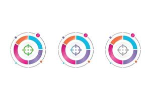 icono de objetivo de marketing en diagrama circular vector
