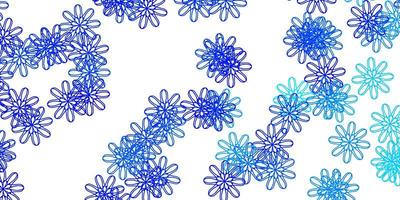 patrón de doodle de vector azul claro con flores