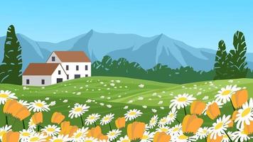 vector ilustración de paisaje de primavera